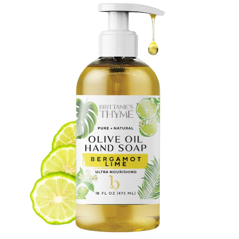 Brittanie's Thyme Brittanieâ€™s Pure Castile Liquid Soap Refill, Bergamot Lime, 16 Ounce | Dish Soap, Hair & Body, Home, Gentle and Pure, Made with Natural Luxurious Oils, Vegan & Gluten Free Non-GMO - Image 1